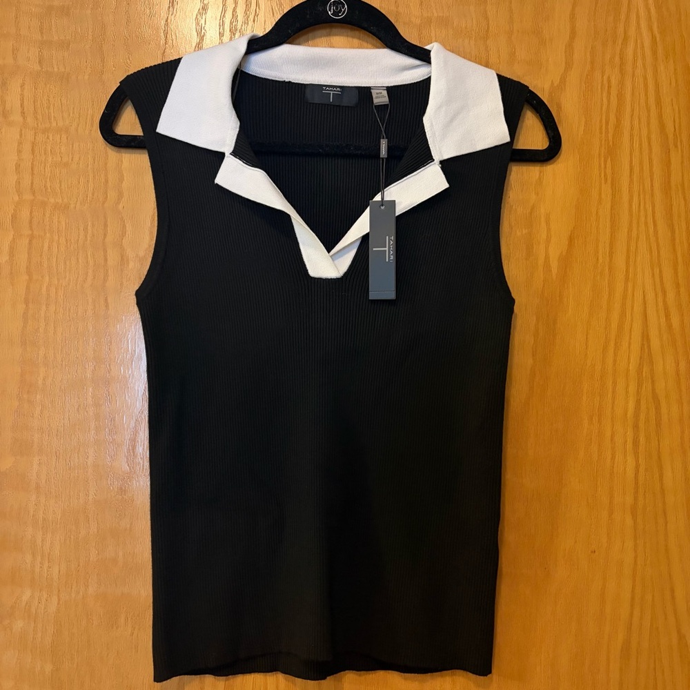 NWT Tahari Black and White Sleeveless Top
